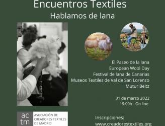 Cartel Hablamos de lana, Encuentros textiles online