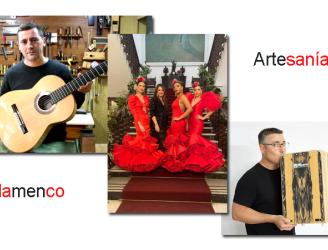 Encuentro de artesanía y flamenco. Instrumentos musicales y moda flamenca.