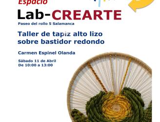 Cartel Iniciacion al Tapiz sobre bastidor redondo 