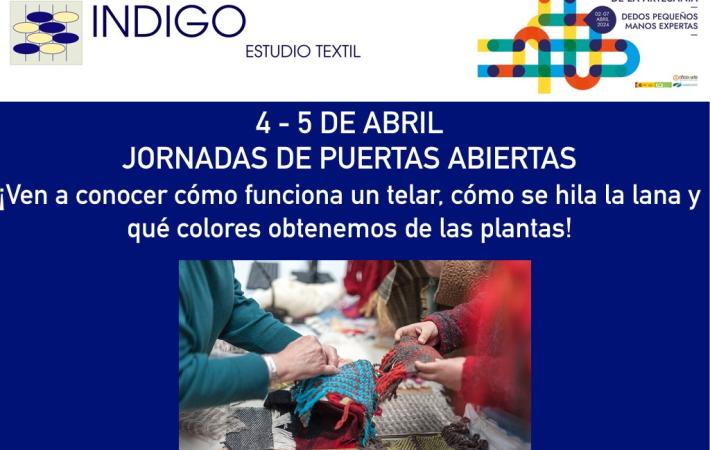 Cartel Jornadas de puertas abiertas Indigo Estudio Textil