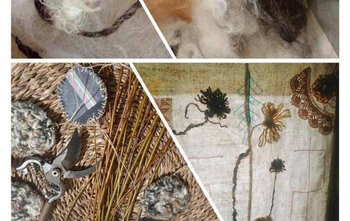 A la Luz del Claustro, encuentro singular/ taller Miratú, de la oveja a la Madeja , hilado en Rueca