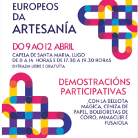 Cartel de los días Europeos de la artesanía 2026 organizados por el Centro de Artesanía de Lugo en el que se enmarca nuestra propuesta, junto con la de otras cuatro artesanas